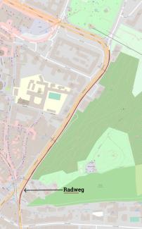 Verlauf der Radspur am Schlossbergring, die der FR-Entscheid für den Autoverkehr sperren wird.