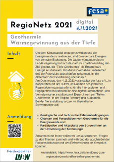 "Geothermie - Wärmegewinnung aus der Tiefe" Flyer zu Verantstaltung