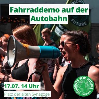 flyer fahrraddemo auf der autobahn