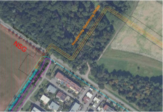 Verlauf der Neuplanung der Gasleitung durch das Langmattenwäldchen