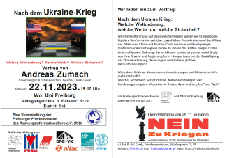 Vortragsflyer für Zumachveranstaltung