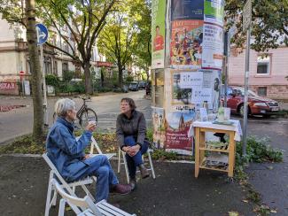 Besuch im Café Litfaß