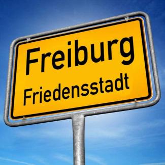 Friedensstadt Freiburg Ortsschild Friedensstadt Freiburg