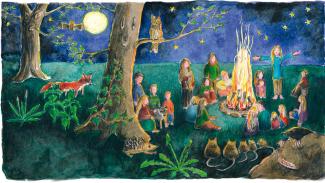 Erzählen draußen am Feuer