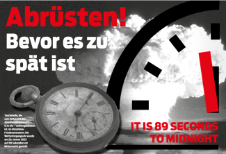 Abruesten- die Weltzeituhr zeigt wir vor dem Abgrund stehenie nahe wo