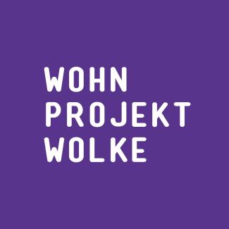 weißer Text auf lila Hintergrund: Wohnprojekt Wolke