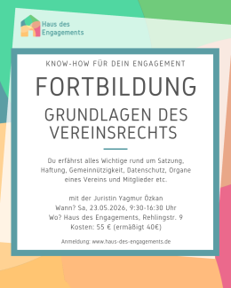 Fortbildung Grundlagen des Vereinsrechts